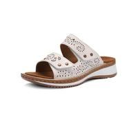 Pantolette ARA "HAWAII", Damen, Gr. 37, weiß, Glattleder, Lyralochung, Schuhe Pantolette, Keilabsatz, Schlupfschuh, Sommerschuh, in G-Weite (= weit) (54176451-37) weiß