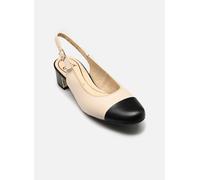 Slingpumps ARA "Ara Pumps Leder", Damen, Gr. 38,5, beige, schwarz, Leder, Schuhe Slingpumps (51921254-38,5)