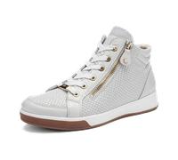 Sneaker ARA "ROM", Damen, Gr. 5 (38), weiß, Glattleder, Leder, Reptilienprägung, Schuhe Sneaker, Freizeitschuh, High-Top-Sneaker, Schnürschuh in Schuhweite G (=weit) (21382614-5) weiß
