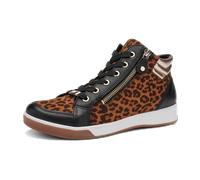 Sneakerboots ARA "ROM", Damen, Gr. 8 (42), schwarz, leofarben, Leder, Lederimitat, Schuhe Sneakerboots, Hightop Sneaker, Schnürboots mit Kontrastbesätze (28036511-8) schwarz, leofarben