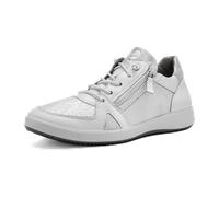 Slip-On Sneaker ARA "ROMA", Damen, Gr. 4,5 (37,5), weiß, silberfarben, Glattleder, Textil, Reptilienprägung, Schuhe, Freizeitschuh, Halbschuh, Schnürschuh in Komfortweite H (=sehr weit) (60283949-4,5)