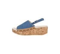 Keilsandalette ARA "Ara Sandalen Leder/Textil", Damen, Gr. 42, blau, braun, Leder, Textil, Schuhe (21765930-42) blau, braun