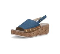 Keilsandalette ARA "Ara Sandalen Leder/Textil", Damen, Gr. 43, blau, braun, Leder, Textil, Schuhe (21765930-43) blau, braun