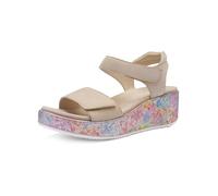 Keilsandalette ARA "RIMINI", Damen, Gr. 38, hellbeige multi, Veloursleder, Schuhe, Riemchensandale, Sommerschuh mit Klettverschlüsse, G-Weite (63668265-38) hellbeige multi