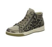Sneakerboots ARA "ROM", Damen, Gr. 5 (38), beige (beige, leo), Glattleder, Veloursleder, animal-print, sportlich, Schuhe, Hightop Sneaker, Schnürboots in Bequemweite G (= weit), Topseller (72383127-5)
