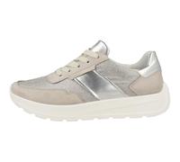 Keilsneaker ARA "NEW YORK", Damen, Gr. 7,5 (41), hellbeige, silbefarben, Velourslederimitat, Lederimitat, Textil, kontrastfarbene Details, metallisierte Fasern, sportlich, Schuhe, Keilsneaker, Schnürs