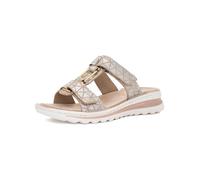 Pantolette ARA "TAMPA", Damen, Gr. 42, silber (sand, silberfarben), Veloursleder, metallic, sportlich, Schuhe, Keilabsatz, Sommerschuh, Schlappen mit Schmuckelement, G-Weite (53270557-42) sand, silber