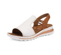 Keilsandalette ARA "TAMPA", Damen, Gr. 42, weiß, cognac, Glattleder, Basic, Schuhe, Keilsandalette, Bequemschuh in Schuhweite G (= weit) (92796550-42) weiß, cognac
