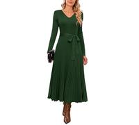 Arach&Cloz Strickkleid Damen Herbst Plissee Elegant Midi Winter Kleider
