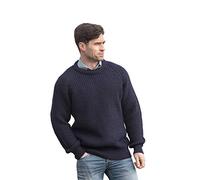 Aran Crafts Herren Fisherman Irish Rib Crew Neck Wool Sweater, Navy, Large
