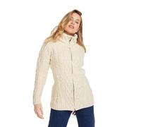 Aran Woollen Mills Irischer Damen-Cardigan aus Wolle mit Reißverschluss (Natürlich, M)