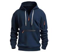 Arbeits-Hoodies für Herren, halber Reißverschluss, Kapuzen-Sweatshirt mit Kordelzug, lässiger athletischer Kapuzenpullover, lockere Passform, langärmelig, für Herbst und Winter, warmer Pullover,