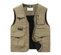 Arbeits Westen Herren, Herrenwesten Sportlich Elegant, Lässige ärmellose leichte Outdoor-Jacke für Frühling Sommer und Herbst für den täglichen Gebrauch zu Hause zum Entspannen und Wandern (Khaki XL)