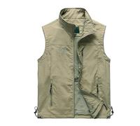 Arbeits Westen Herren, Herrenwesten Sportlich Elegant, Weste mit mehreren Taschen Freizeit praktisch für Reisen Angeln Outdoor Arbeit (Khaki XXL)