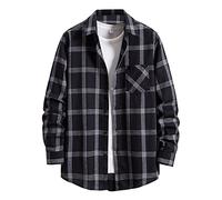 Arbeitshemd Herren Langarm Holzfäller Jacke Hemdjacke Langarm Kariertes Hemd Flanellhemd Schwarz Übergröße Flanell Jacke Rot Karo Slim Fit Holzfällerhemd