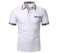 Arbeitspolohemden mit Karomuster, für Herren, Business, lässig, Golf, Polo-Shirt, bequem, Sommer, kurzärmelig, Knopfleiste, Outdoor, locker, sportliches Poloshirt, flippig, kurzärmelig, weiß, 6XL