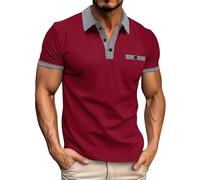 Arbeitspoloshirt für Herren, Business-Poloshirt, karierter Kragen, Sommer-Polo-Tops mit gefälschter Tasche, lässig, kurzärmelig, für den Außenbereich, lockeres Sport-T-Shirt, bequem, atmungsaktiv,