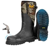 Arbeitsstiefel aus Gummi, pannensicher mit Stahlkappe und Schaft, leichte, wasserdichte, rutschfeste EVA-Außensohle, Jagdstiefel für Herren, 6 mm Neopren für Bau, Herstellung oder Landwirtschaft