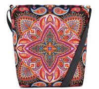 Arco Design Bertoni Damen Handtasche 2-in-1 Schultertasche und Umhängetasche mit Reißverschluss aus Filz | geräumig sportlich bunt (Polka)