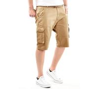 Arctic Seven Herren Cargo Shorts (29W-42W) Regular Fit Kurze Hosen mit Gürtel - 100% Baumwolle Obermaterial, Sommer Cargohose Männer - AS-409 Beige W34