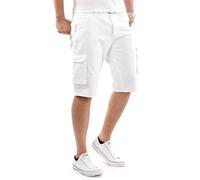 Arctic Seven Herren Cargo Shorts (29W-42W) Regular Fit Kurze Hosen mit Gürtel - 100% Baumwolle Obermaterial, Sommer Cargohose Männer - AS-409 Weiss W38