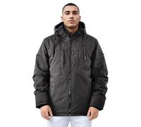 Arctic Seven Herren Winterjacke (S-3XL) - 4 Taschen, Kapuze innen mit Teddyfell, hochschließender Kragen, Warme Jacke Männer - AS-426 (XXL, Schwarz)