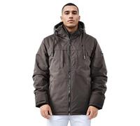 Arctic Seven Herren Winterjacke (S-3XL) - 4 Taschen, Kapuze innen mit Teddyfell, hochschließender Kragen, Warme Jacke Männer - AS-426 (L, Dunkelgrau)