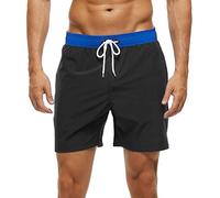 Arcweg Badehose für Herren mit Reißverschlusstasche Atmungsaktiv Wasserabweisend Badeshorts Männer Trainingsshorts Elastisch Verstellbar Mit Tunnelzug Meshfutter Dunkelblau/Schwarz XL(EU)
