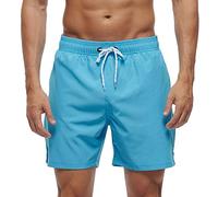 Arcweg Badehose für Herren mit Reißverschlusstasche Atmungsaktiv Wasserabweisend Badeshorts Männer Trainingsshorts Elastisch Verstellbar Mit Tunnelzug Meshfutter Hellblau XL(EU)