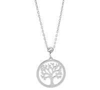 Ardeo Aurum Damen Anhänger mit Kette aus 375 Gold Baum des Lebens Stammbaum 12 mm rund Halskette 42 cm + 3 cm Weißgold