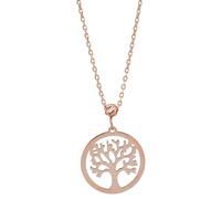 Ardeo Aurum Damen Anhänger mit Kette aus 375 Gold Baum des Lebens Stammbaum 12 mm rund Halskette 42 cm + 3 cm Roségold