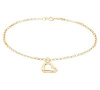 Ardeo Aurum Damen Armband aus 375 Gold Gelbgold Charm Ankerkette 1,5 mm Breite und 18 cm Länge mit Federringverschluss