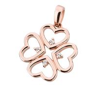 Ardeo Aurum Damen Herz-Anhänger aus 333 Gold Roségold mit Zirkonia Herzen Kleeblatt
