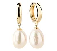 Ardeo Aurum Damen Ohrringe aus 375 Gold Gelbgold mit Barock-Perlen 11 mm Vintage Hänger-Creolen