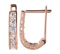 Ardeo Aurum Damen Ohrringe-Creolen aus 333 Gold Roségold mit Zirkonia im Rund-Schliff Klapp-Creolen