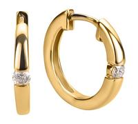 Ardeo Aurum Damen Ohrringe-Creolen aus 375 Gold Gelbgold mit 0,1 ct Diamant Brillant Klapp-Creolen