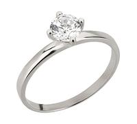 Ardeo Aurum Damenring aus 333 Gold Weißgold mit Zirkonia im Brillant-Schliff Solitär-Ring Verlobungsring