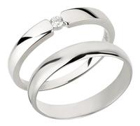 Ardeo Aurum Trauringe Paar aus 375 Gold Weißgold mit 0,07 ct Diamant Brillant Spannfassung