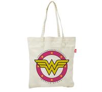 ARDITEX - Baumwoll-Tote-Bag 37x41 cm - Klassisches Wonder Woman Logo in Rosa und Gelb - Umweltfreundlich und wiederverwendbar - Offizielles DC Comics Lizenzprodukt