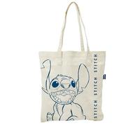 ARDITEX - Baumwoll-Tote-Bag 37x41 cm - Stitch in Blau mit vertikalem Namensprint - Umweltfreundlich und wiederverwendbar - Offizielles Disney-Lizenzprodukt