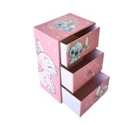 ARDITEX, Stitch Schmuckkästchen Mädchen, Dekobox aus Karton Mit 3 Schubladen, Perfekt für Jungen, Aufbewahrung von Schmuck, Fotos und Bastelarbeiten, Näharbeiten, 9.5X7X15 Cm