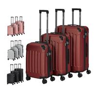 Arebos 3tlg. Hartschalenkofferset I ABS-Hartschale I Trolley Kofferset I Reisekoffer mit Teleskopgriff I Inkl. Reißverschluss-Schloss, 360° Rollen I Reisekofferset M-L-XL | Rot