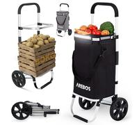 Arebos Einkaufstrolley Schwarz | klappbar | 56 Liter | Einkaufswagen | Einkaufsroller, Handwagen, faltbarer Einkaufstrolley, Einkaufstasche mit Rollen, klappbarer Shopper, Trolley, mit Kühlfach