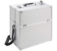 Arebos Kosmetikkoffer | 26L | inkl. Tragegurt | 13 Fächer | Aluminium | inkl. Schloss & Schlüssel | ausklappbare Etagen | individuelle Einteilung durch 8 Trennwände | 39 x 36 x 23 cm | Silber