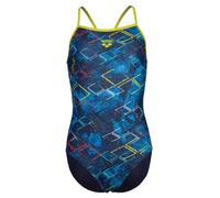 Arena Daly Swimsuit, Light Drop Back, Girls, Navy Soft Green/Navy Multi