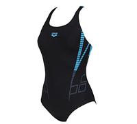 ARENA Damen Badeanzug Damen Sport Badeanzug Shiner Bustier, Black-Turquoise, 38, 003510