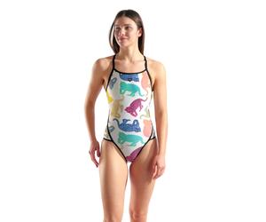 Arena Damen Badeanzug In The Wild Swimsuit Super 010204-150 36 White-Multi-Black