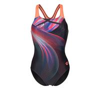 Badeanzug ARENA "W ARENA JELLYFISH SWIMSUIT SWIM PRO BACK", Damen, Gr. 38, N-Gr, bunt (schwarz, multi, bright coral), Obermaterial: 100% Polyester, Badeanzüge Badeanzug, mit sportlichem Design, chlorb