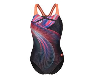Arena Damen Badeanzug Jellyfish Swim Pro Back 011684-758 38 Black/Multi/Bright Coral