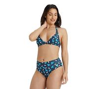 ARena Damen Badeanzug Schwimmanzug Printed Halterneck, Blau/Grau, DE36 UK/USA32